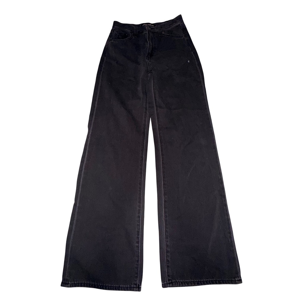 Denim Forum The 90s Winona Hi-Rise Wide Leg Jeans Grunge Retro 25 Washed Black